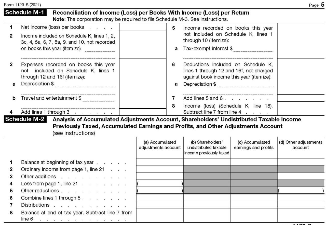 Form 1120s schedule m 3