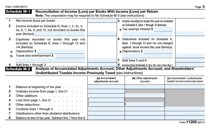 Form 1120s schedule m 3