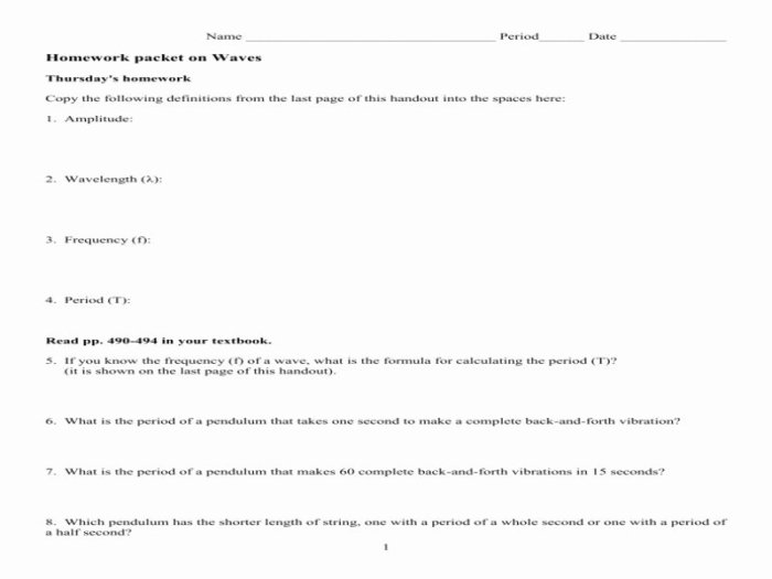 Bill nye the science guy waves worksheet