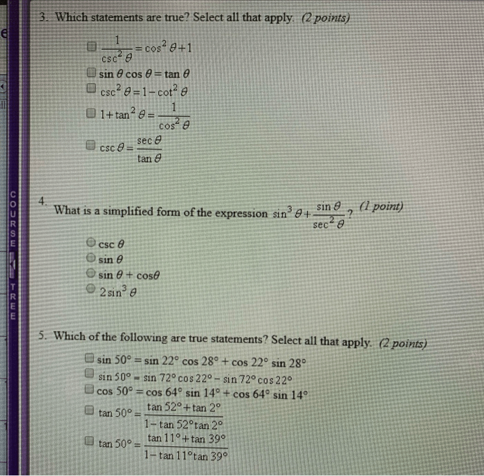 Which statements are true select all that apply